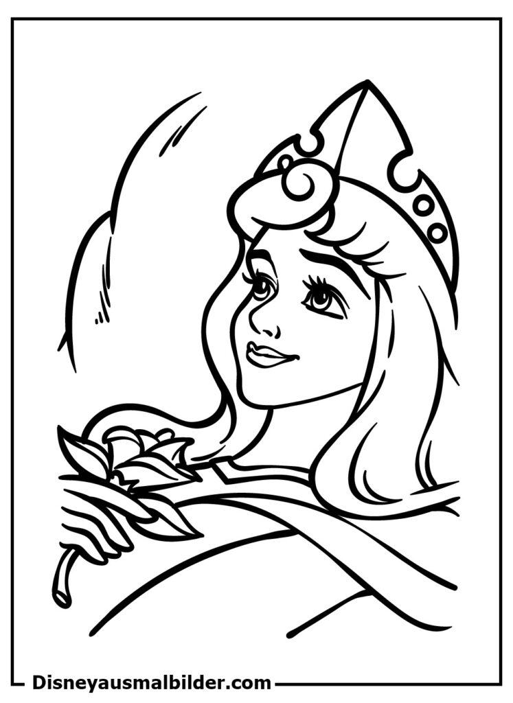 Ausmalbilder Dornröschen Prinzessin für Mädchen – Drucken und Downloaden